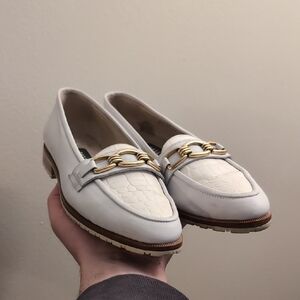 Bally "Tiffany" White Leather Loafers